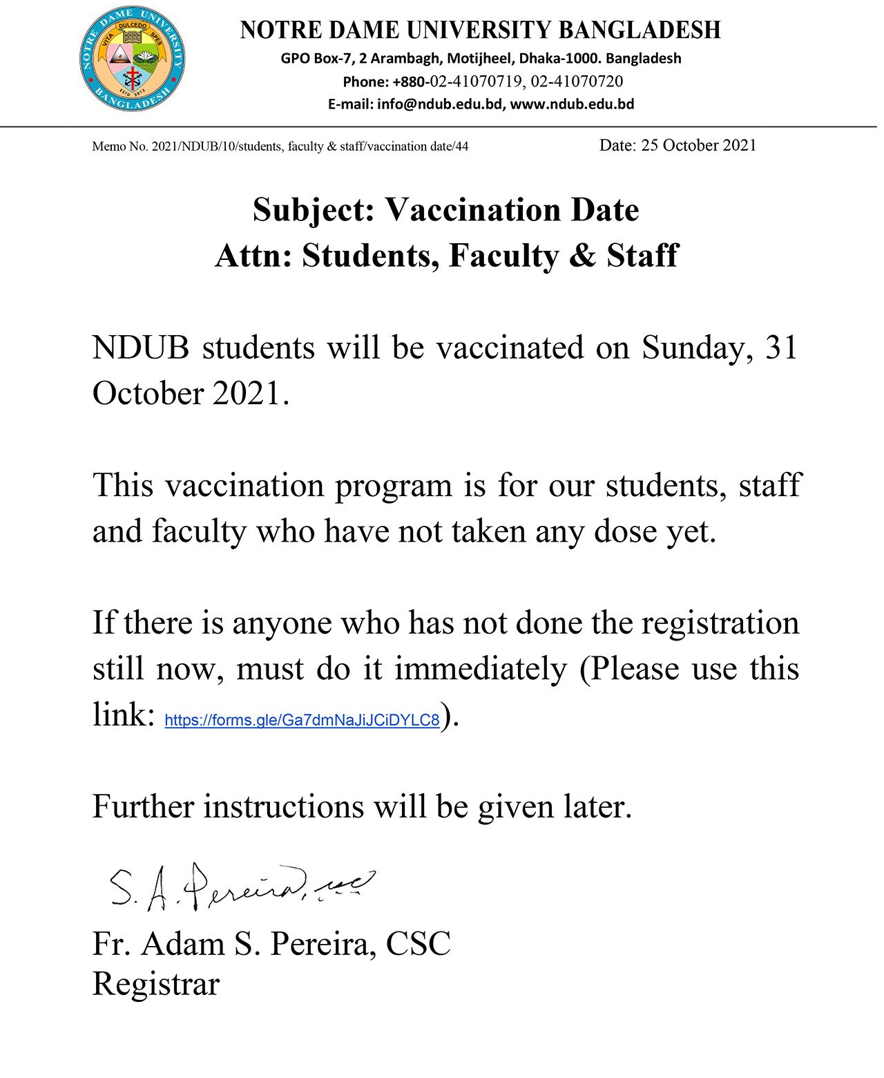 vaccination-date-notre-dame-university-bangladesh